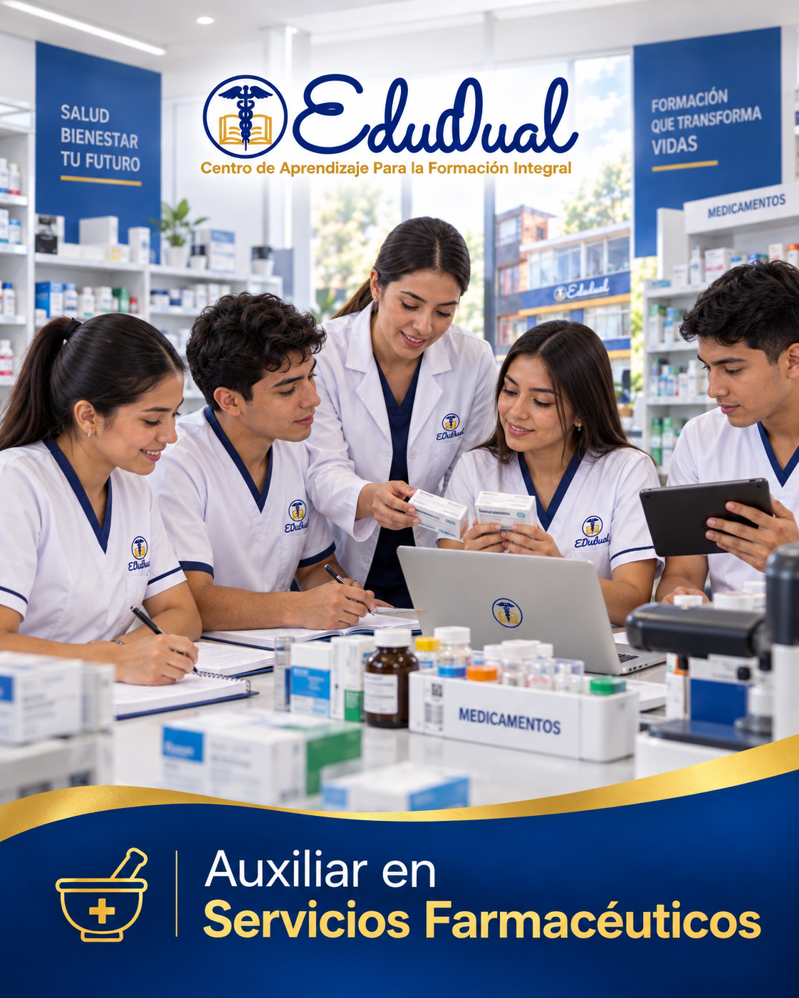 Formación orientada a Auxiliar en Servicios Farmacéuticos en EDUDUAL